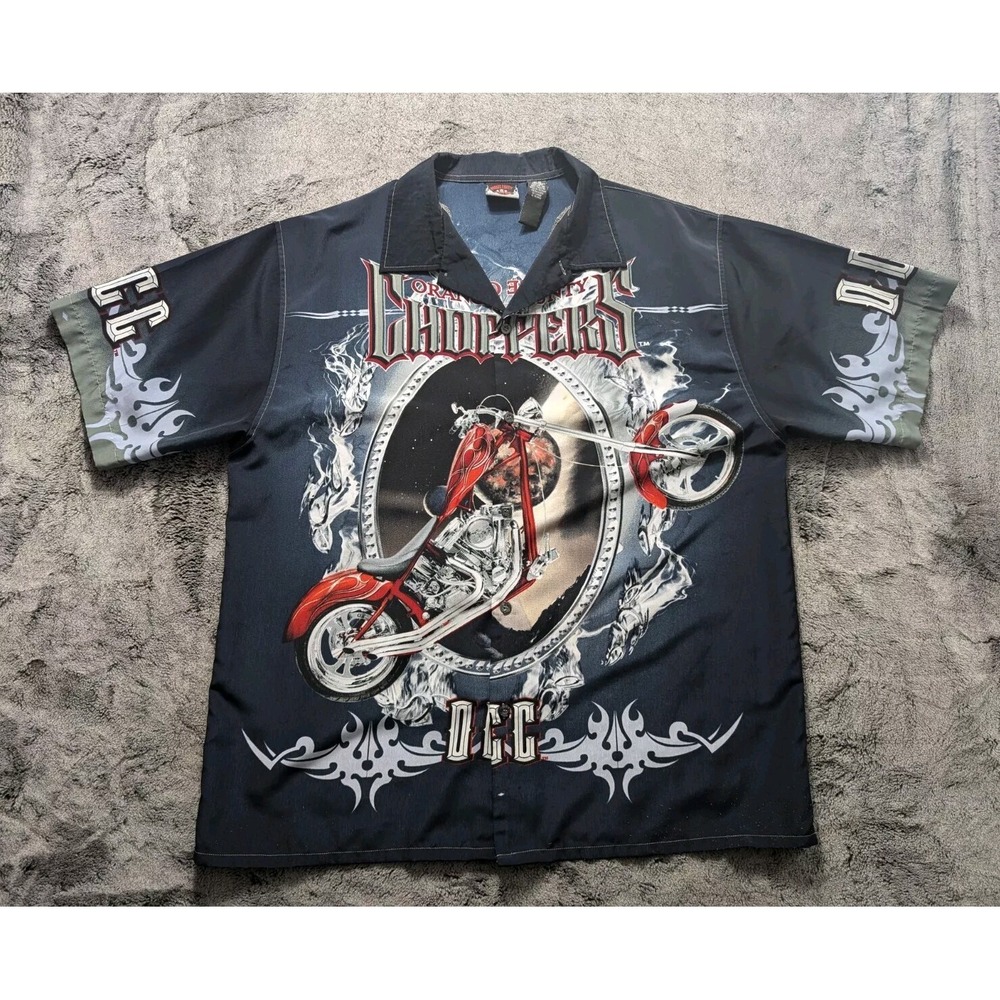Orange County Choppers Short Sleeve Button Up Shirt Men's Size XL
